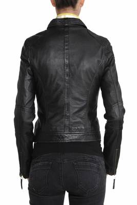 women's black lambskin leather biker jacket classic moto zip style genuine distinctive 3
