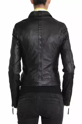 women's black lambskin leather biker jacket classic moto zip style genuine distinctive