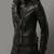 women's black premium lambskin leather jacket quilted shoulder detailing modern