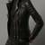 women's black premium lambskin leather jacket quilted shoulder detailing modern