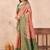 Peach green soft silk blend banarasi jacuard work designer party wear saree with unstitched blouse piece