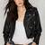 women's teal lambskin leather jacket luxe fur collar trim premium