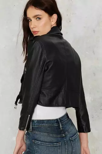 women's teal lambskin leather jacket luxe fur collar trim premium