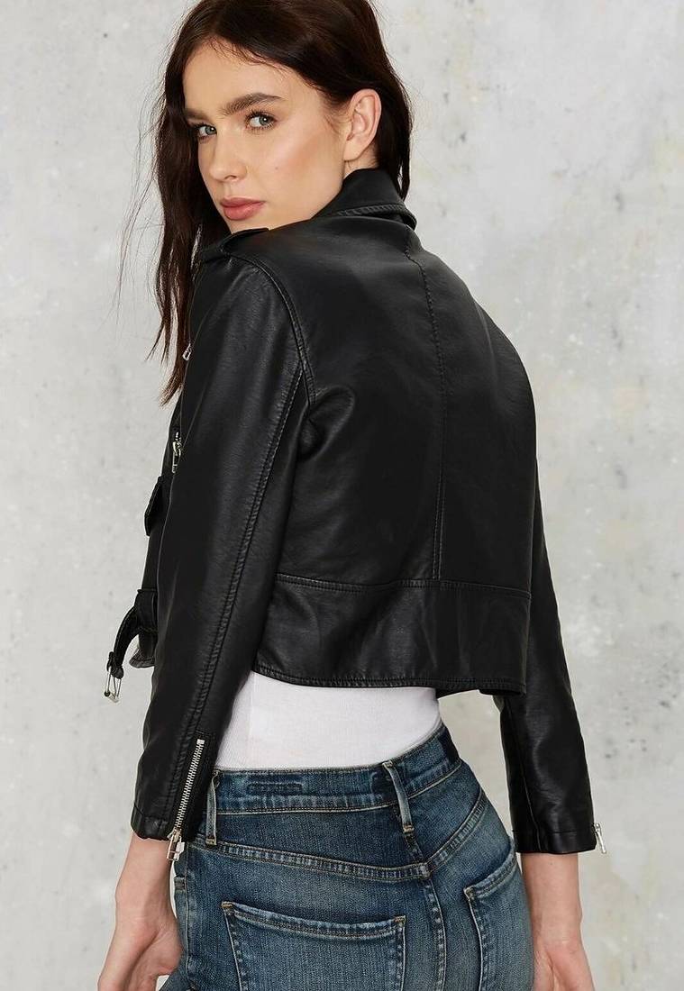 women's teal lambskin leather jacket luxe fur collar trim premium