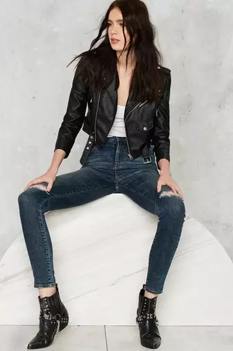 women's teal lambskin leather jacket luxe fur collar trim premium