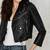 women's teal lambskin leather jacket luxe fur collar trim premium