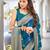 peacock blue saree with heavy jacquard work saree with blouse piece
