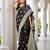 black saree with heavy jacquard work saree with blouse piece