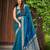 peacock blue saree with heavy jacquard work saree with blouse piece