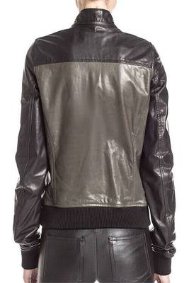 women's charcoal gray lambskin leather biker jacket classic moto zip 2