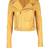 Women’s yellow  lambskin leather jacket- multiple zipper  biker stylish look