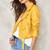 Women’s yellow  lambskin leather jacket- multiple zipper  biker stylish look