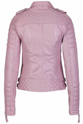 women's pink lambskin leather biker jacket classic moto zip style exclusive 2