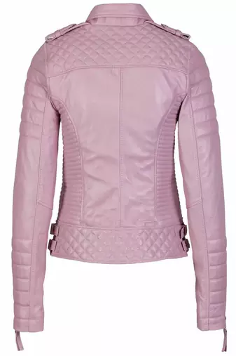 women's pink lambskin leather biker jacket classic moto zip style exclusive