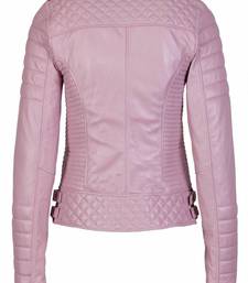 Women’s pink  lambskin leather jacket- multiple zipper  biker stylish look