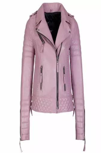 women's pink lambskin leather biker jacket classic moto zip style exclusive