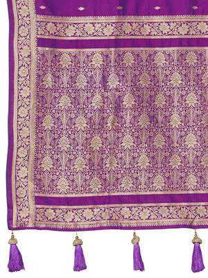 dark purple saree with heavy jacquard work saree with blouse piece 5