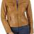 Women’s brown   lambskin leather jacket- multiple zipper  biker stylish look