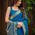 peacock blue saree with heavy jacquard work saree with blouse piece