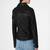 women's black premium lambskin leather jacket quilted shoulder detailing stylish