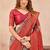 Turquoise red soft silk blend banarasi jacuard work designer party wear saree with unstitched blouse piece