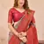 Turquoise red soft silk blend banarasi jacuard work designer party wear saree with unstitched blouse piece