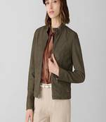 Women's olive green lambskin leather jacket-  zipper detail  biker stylish look