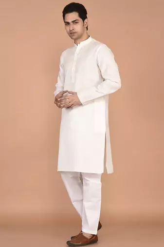 Men's solid cotton straight kurta