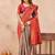 Turquoise red soft silk blend banarasi jacuard work designer party wear saree with unstitched blouse piece