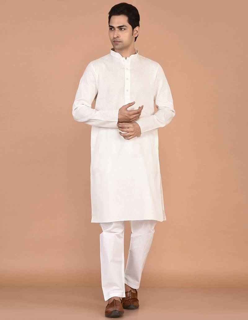 Men's solid cotton straight kurta