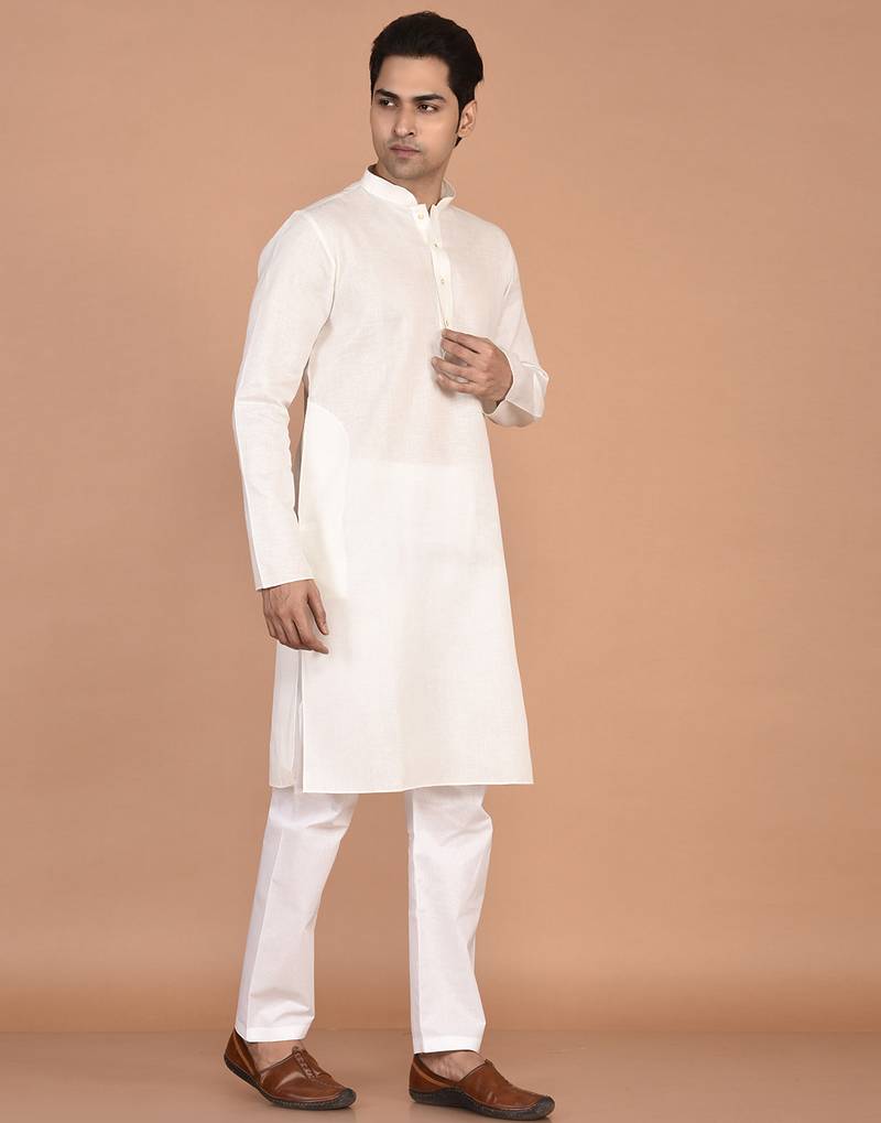 Men's solid cotton straight kurta