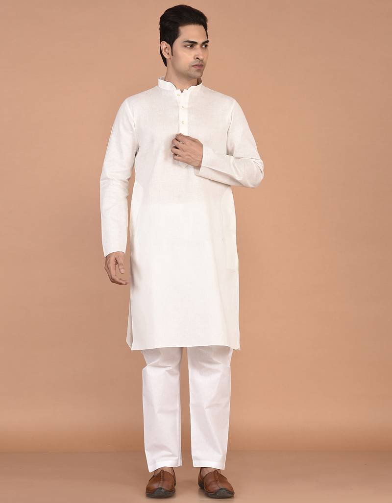 Men's solid cotton straight kurta