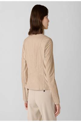 women's beige lambskin leather biker jacket classic moto zip style exclusive 2