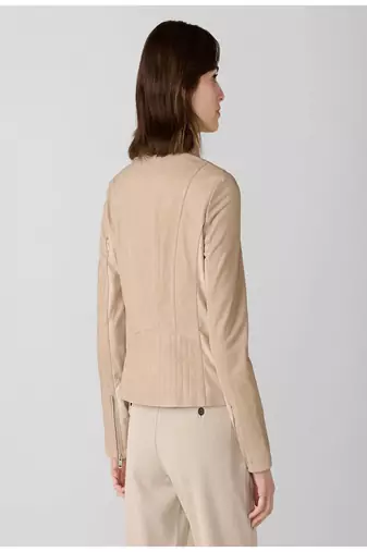 women's beige lambskin leather biker jacket classic moto zip style exclusive