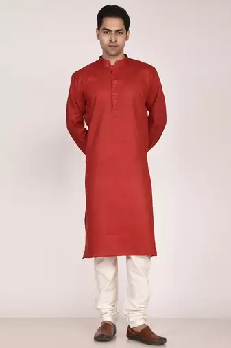 Men's solid cotton straight kurta