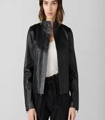 women's black lambskin leather biker jacket classic moto zip style genuine luxury