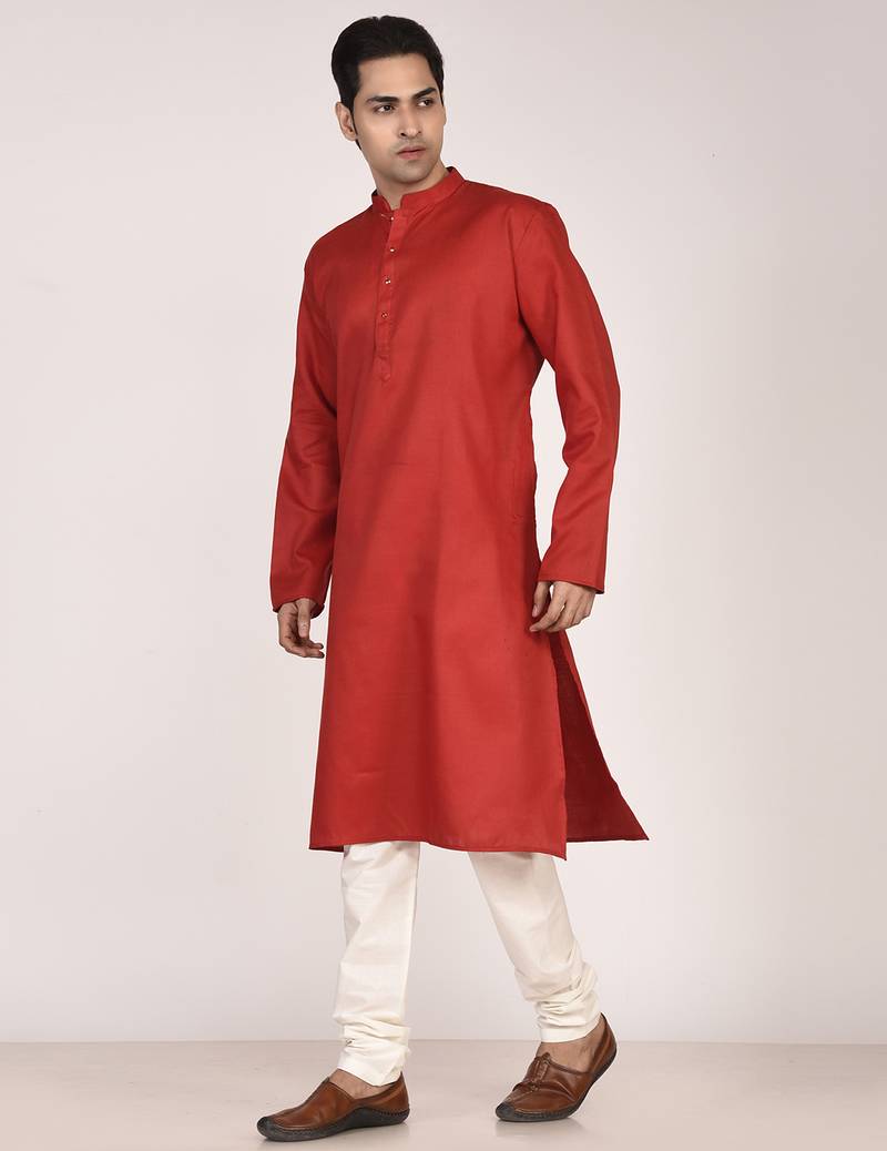 Men's solid cotton straight kurta