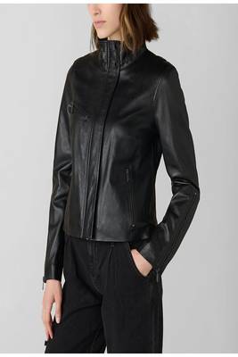 women's black lambskin leather biker jacket classic moto zip style genuine luxury 4