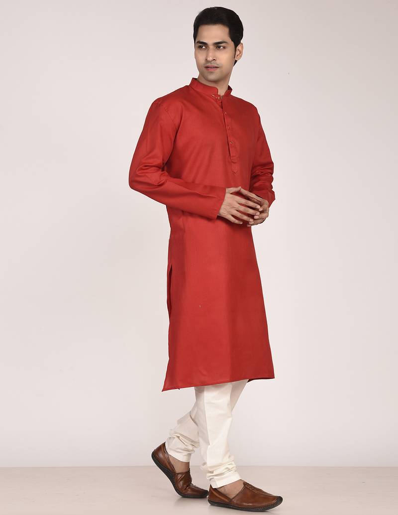 Men's solid cotton straight kurta