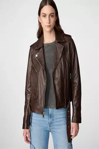 women's genuine lambskin leather biker jacket classic moto zip style modern genuine