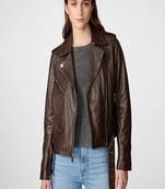 women's genuine lambskin leather biker jacket classic moto zip style modern genuine