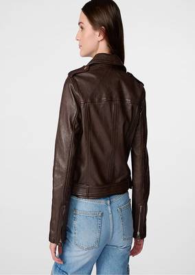 women's genuine lambskin leather biker jacket classic moto zip style modern genuine 3
