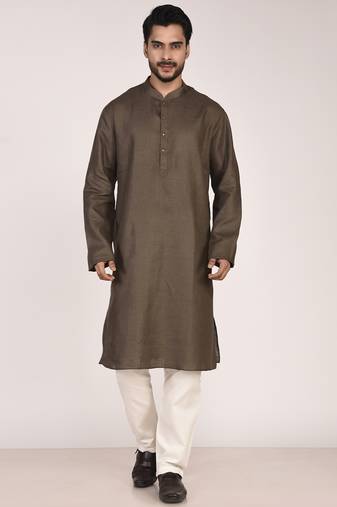 Men's solid cotton straight kurta