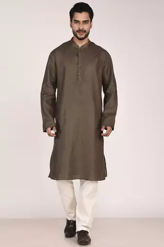 Men's solid cotton straight kurta