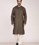 Men's solid cotton straight kurta