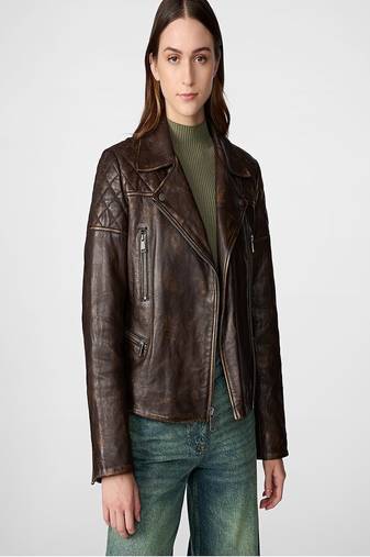 women's genuine lambskin leather biker jacket premium quilted design