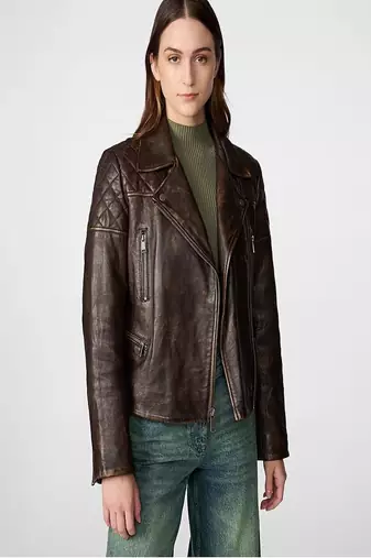 women's genuine lambskin leather biker jacket premium quilted design