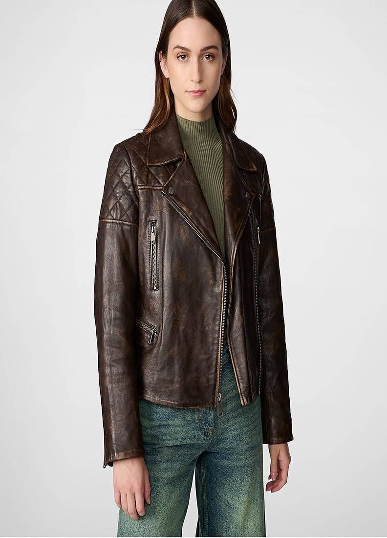 women's genuine lambskin leather biker jacket premium quilted design