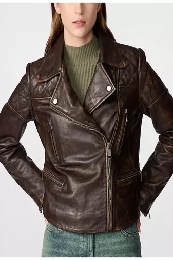 women's genuine lambskin leather biker jacket premium quilted design