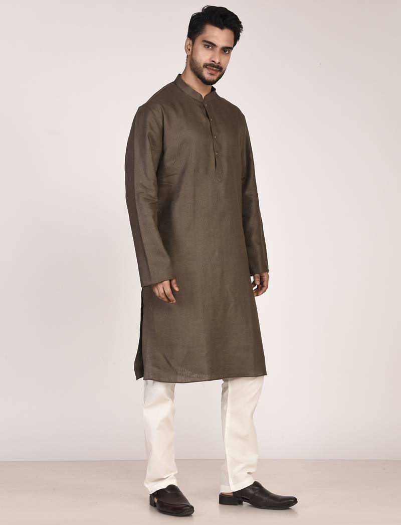 Men's solid cotton straight kurta